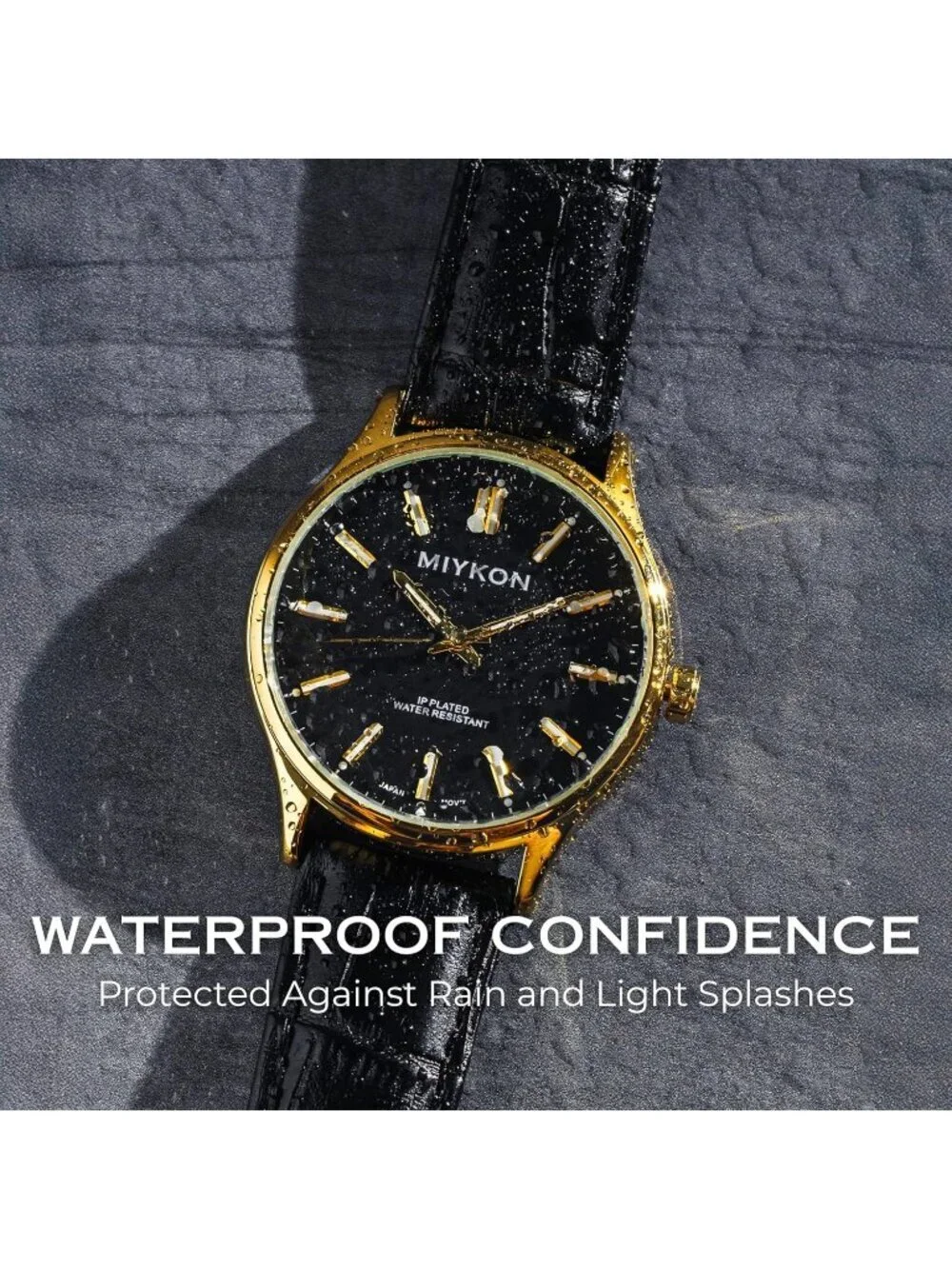 Mens Black Gold Analog Genuine Leather Strap Ultra-Thin Waterproof Classic Watch